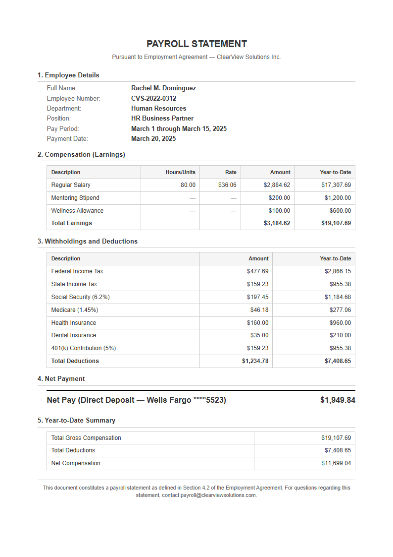 Plain Contract Payslip